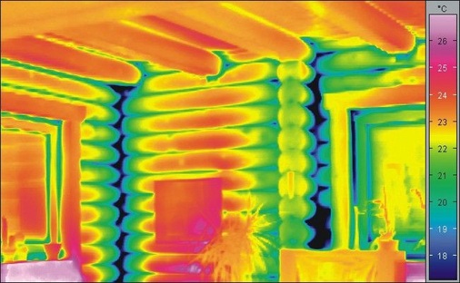 4 Innenthermografie — Erkennung von Luft­undichtigkeiten in einem Holzblockhaus
