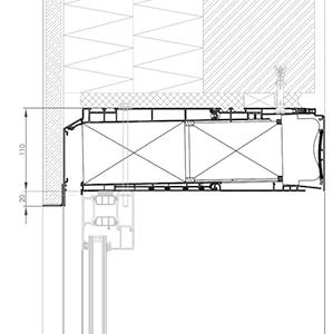 Vertikalschnitt durch den Fenstersturz – das System Endura Twist wird horizontal und passgenau über dem Fenster verbaut.