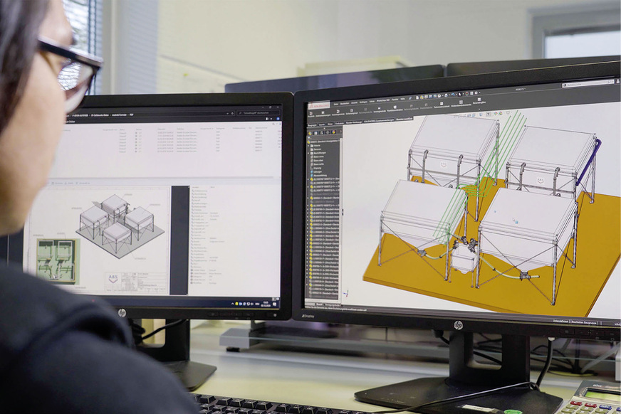 A.B.S. hat aus vor Ort aufgenommenen Maßaufnahmen für jede der vier Siloanlagen im Freiburger Quartier Sonnenhöfe ein 3-D-Modell erstellt.