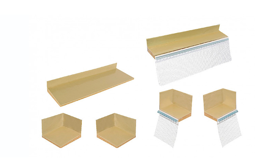 Die Holzfaser-Dämmstoffkeile von best wood Schneider sind mit und ohne Anschlussprofil erhältlich, rückseitig selbstklebend beschichtet und mit Kreissägen auf der Baustelle zuschneidbar.