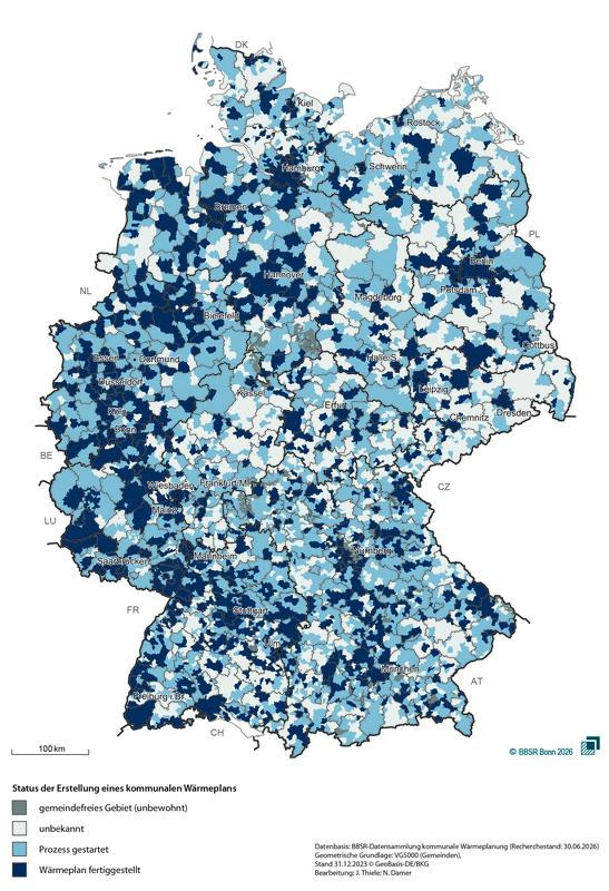Status quo der kommunalen Wärmeplanung in Deutschland (Stand 30.06.2026).