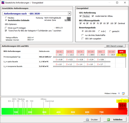 Die Software Energieberater zeigt übersichtlich an, ob ein Gebäude als WPB eingestuft wird. Die Bewertung zwischen Wohn- und Nichtwohngebäuden folgt unterschiedlichen Kriterien. - © Hottgenroth Software AG