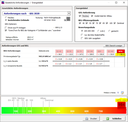 Die Software Energieberater zeigt übersichtlich an, ob ein Gebäude als WPB eingestuft wird. Die Bewertung zwischen Wohn- und Nichtwohngebäuden folgt unterschiedlichen Kriterien.