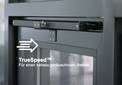 3  Mit der TrueSpeed-Technologie von WindowMaster lassen sich Fenster nahezu geräuschlos öffnen und schliessen.