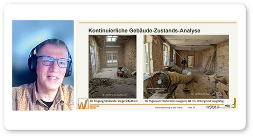 Bauphysiker Anatol Worch ermutigte die Teilnehmenden, häufiger auf die Innendämmung als Verfahren des nachträglichen Wärmeschutzes zu setzen.