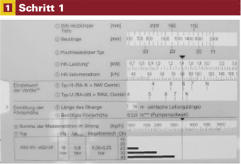 Volumenstrom und Ventil-Voreinstellungen ermitteln