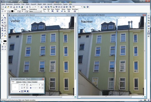 Auch mit Standard-Grafiksoftware lässt sich in begrenzter Form ein Vorher-Nachher-Effekt vermitteln