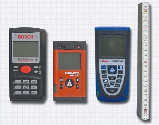 Drei Anbieter offerieren mittlerweile Laser-Distanzmessgeräte mit Bluetooth-Schnittstelle: Bosch, Hilti und Leica