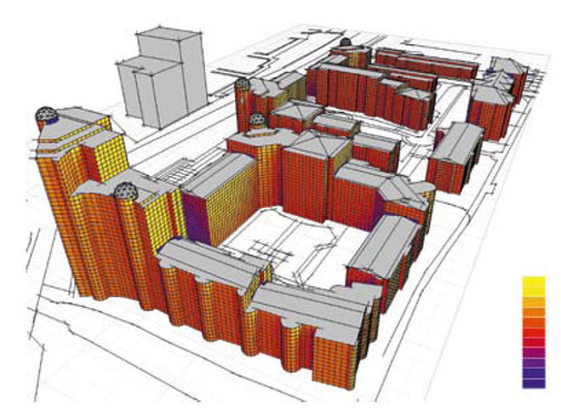 Bereits am Massenmodell lassen sich teilweise standortspezifische Faktoren wie Sonnenexposition, Verschattung … - © Autodesk
