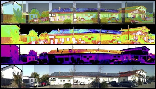 2 Thermografie PANORAMA- Aufnahmen einer konventionellen Photovoltaik Dachinstallation - © Foto: ebs ATuS GmbH
