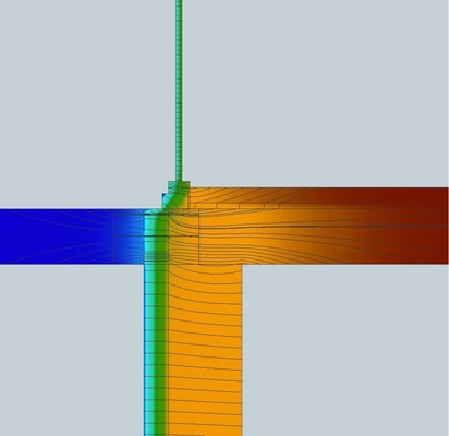 3 Das gleiche Detail mit Isokorb-Technologie — die schadensträchtige Wärmebrücke wurde wirksam entschärft.