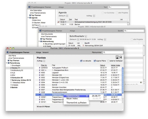 Planverwaltungs- oder Dokumentenmanagement-Funktionen minimieren Suchzeiten und verbessern Arbeitsabläufe.