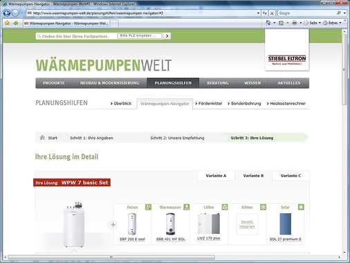 5 … zudem bieten viele Wärmepumpen-Hersteller Online-Tools zur ­Grobauslegung (Vorauswahl) an. - © Stiebel Eltron
