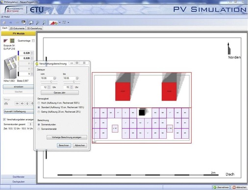 Variable Rahmenbedingungen wie Verschattung …