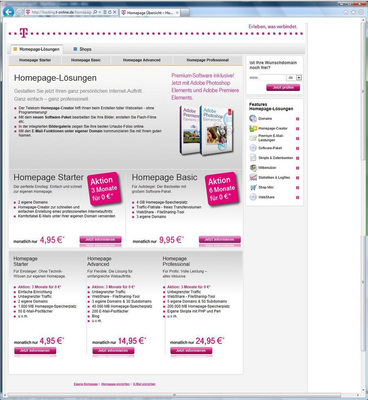 Um den individuellen Nutzeranforderungen gerecht zu werden, offerieren die Anbieter Paketlösungen mit unterschiedlichem Leistungsumfang und unterschiedlichen Preisen.