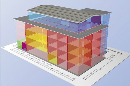 Wird es komplizierter, lassen sich Gebäudegeometrien per 3D-Hüllflächen­editor erfassen und nach DIN V 18599 zonieren.