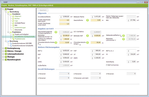 3 Vor der Berechnung steht die Projektbeschreibung, die vom Anwender ­sukzessive erweitert wird. - © LEGEP Software
