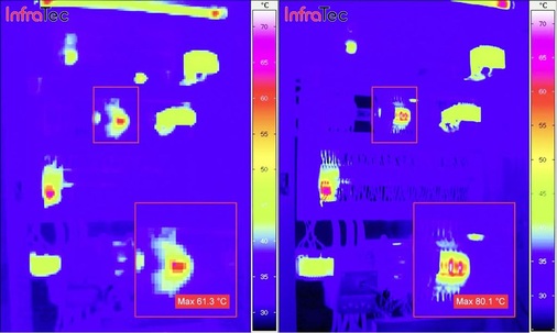 3 Das gilt auch für die geometrische Auflösung: Vergleich des Wärmebildes einer 160 x 120-Kamera (links) und einer 1280 x 960-Kamera (rechts).