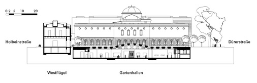 
4
 Schnitt durch den Erweiterungsbau, M 1:1000
