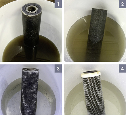 



7
 In einem 2005 errichteten, über Flachheizkörper beheizten Einfamilienhaus (200 m
2
) wurde vor der Kesselmodernisierung eine Heizungswassersanierung durchgeführt, um die neue Anlage vor alten Ablagerungen zu schützen und um vorhersehbaren Nacharbeiten vorzubeugen. Die Bilder zeigen den Weg von der Dreckbrühe zu klarem Heizungswasser.
