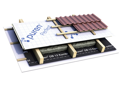 



Das Aufsparren-Dämmsystem puren Perfect trotzt dank aufkaschierter Unterdeckbahn Schlagregen und Hagel lange bevor das Dach fertig eingedeckt ist.
