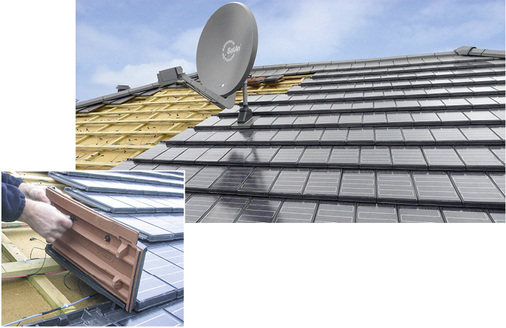 



Die Solardachziegel lassen sich wie ganz normale Dachziegel verlegen – der Creaton Glattziegel Domino mit Solarmodul wird aufgrund der Kooperation von der Firma Autarq vertrieben.
