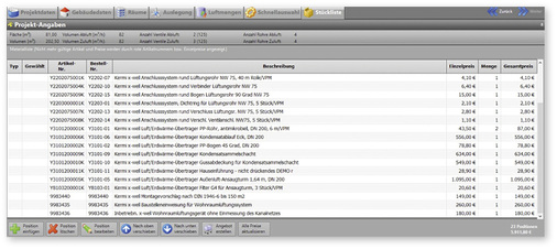 





8

 Aus den Stücklisten lassen sich Leistungsverzeichnisse bzw. Angebote generieren.

