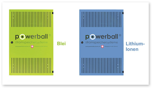 <p>
</p>

<p>
Die Abmessungen beider Modellreihen betragen 60 × 60 × 90 cm. Unterscheiden lassen sie sich an der Farbe der Tür: Die Lithium-Ionen-Modelle treten in Blau auf, die Bleispeicher in Grün. 
</p> - © Powerball Systems / A.Jung

