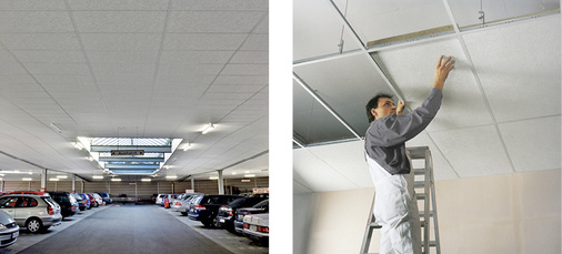 



Die glasvliesbeschichtete Decken-Dämmplatte Ultimate Topdec DP 1-032 hat Isover für Keller- und Tiefgaragendecken konzipiert. Ihre verlegefertige Untersicht ist ein Montagevorteil, der auch bei abgehängten Decken in Industrie- und Gewerbehallen eine rasche Montage und damit sehr kurze Bauphase erlaubt.
