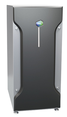 



Das Gehäuse in Anthrazit- und Schwarztönen hebt sich deutlich vom Vorgänger des Mikro-KWK-Systems ab. Auch im Inneren hat sich einiges geändert: Das Brennstoffzellen-Stack ermöglicht nun eine Modulation der Leistung.
