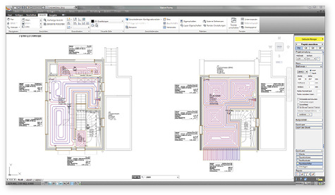 



Dialogfenster mit detaillierten Einstellungen ermöglichen auch eine rationelle Auslegung von Fußbodenheizungen.
