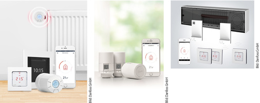 



Zu den Voraussetzungen für den automatischen hydraulischen Abgleich gehören intelligente Steuerungssysteme wie beispielsweise die Smart-Heating-Lösungen Danfoss Link (links) oder Danfoss Eco (mitte) für Heizkörpersysteme und Danfoss Icon für Fußbodenheizungen (rechts).

