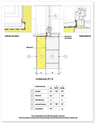 



2
 Außenwand mit WDVS mit Fensteranschluss und Fensterbank aus Naturstein. Detailvorschlag aus dem WDVS-Planungsatlas des Verbandes Dämmsysteme, Putze und Mörtel (VDPM).
