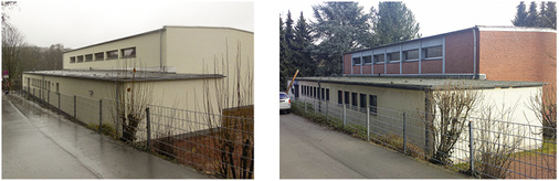 



Links neu, rechts alt: Die Sanierung der Sporthalle aus den 1950er Jahren veränderte deren Antlitz äußerlich nur unmerklich – die energetischen Verbesserungen sind indes immens.
