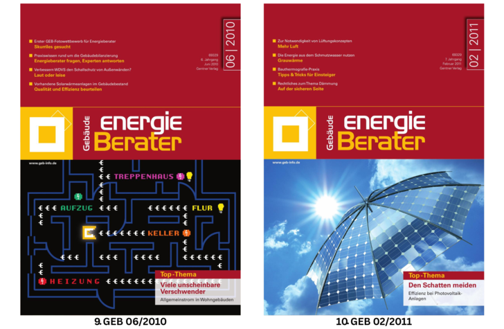 Links: Pac-Man-Labyrinth mit Energiebegriffen. Rechts: Nahaufnahme eines Solarpanels und blauer Himmel mit Wolken.