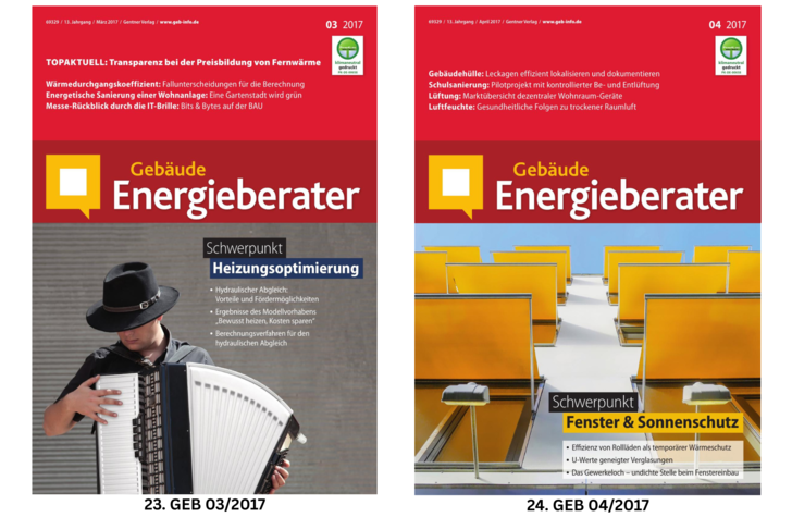 Links: Akkordeon spielende Person. Rechts: Gelbe Sonnenschirme vor den Fenstern. Deutsche Zeitschriftencover.