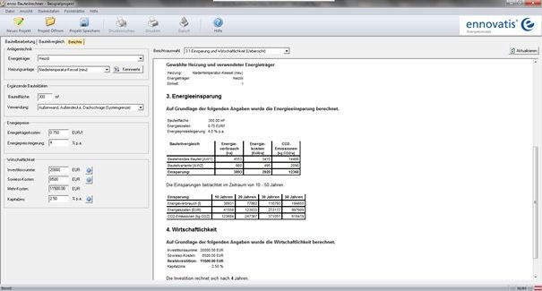 enno Bauteilrechner: Energieeinsparung über Bauteilvergleichsberechnung. - ennovatis Energiekonzept