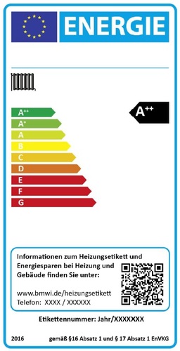 Aus dem Gesetzentwurf: “Musteretikett für Heizgeräte zur Verwendung bis einschließlich 25. September 2019“. Aus dem Gesetzentwurf: “Musteretikett für Heizgeräte zur Verwendung bis einschließlich 25. September 2019“.