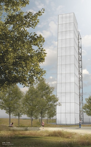 Visualisierung des Demonstrator-Hochhauses. - Universität Stuttgart / ILEK