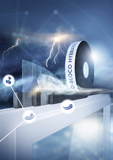 Neu auf der Messe Fensterbau Frontale zu sehen: Das Multifunktions-Fugendichtband ISO-Bloco Hybratec mit – der Name lässt es erahnen – Hybridtechnologie.