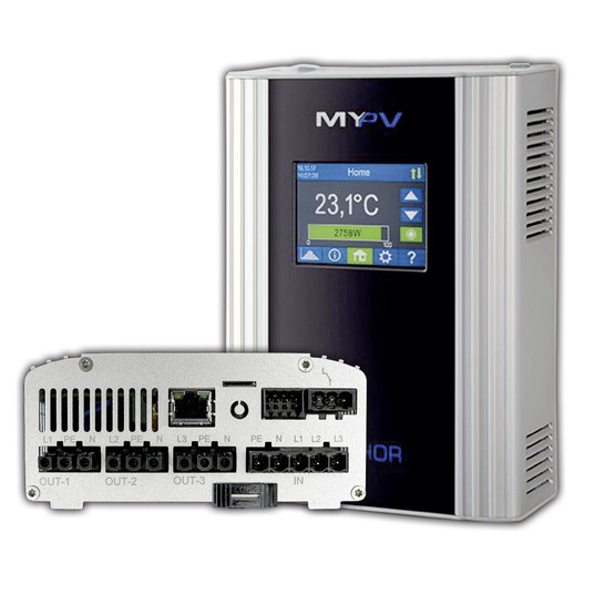 Für die Warmwasserbereitung und Gebäude­heizung mit Solarstrom bietet my-PV den AC-THOR 9s. Er steuert bis zu drei elektrische Wärmequellen je nach Verfügbarkeit von Solarstrom und Wärmebedarf.
