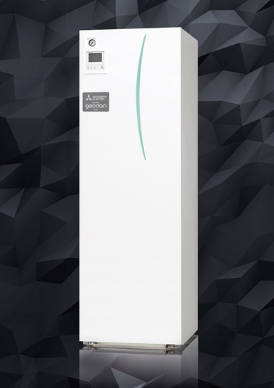 Neben der vollintegrierten Hydraulik und dem Kältemodul enthält Ecodan Geodan einen 170 Liter fassenden Warmwasserspeicher.