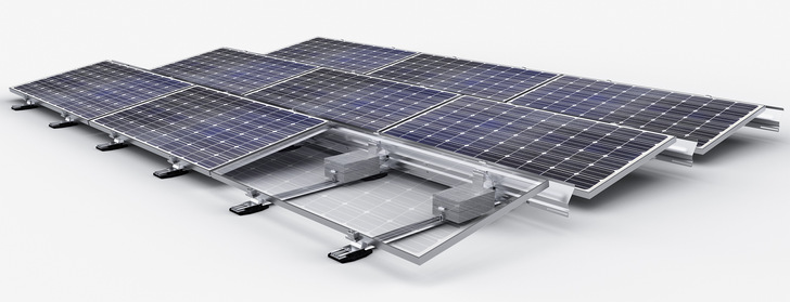 Aerocompact hat die Compact Flat-Montagesysteme wie alle seine PV-Unterkonstruktionen in dem 3D-Auslegungsprogramm Aero Tool hinterlegt.