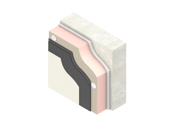 Die Dämmplatte aus Resol-Hartschaum ist schwer entflammbar und als WDV-System passivhauszertifiziert.