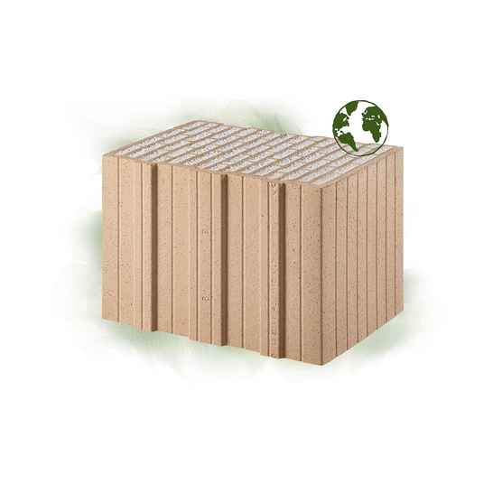 Der Poroton-S9-P mit integrierter Dämmungfüllung aus Perlite (Wärmeleitfähigkeit:  λ  = 0,09 W/mK) ist prädestiniert für den energetisch und schallschutztechnisch optimierten Objektbau. Ab sofort ist der S9-P auch klimaneutral. 