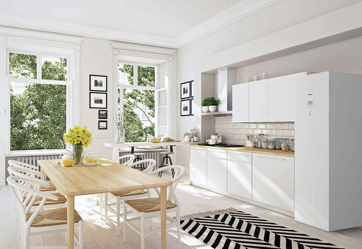 Dank der knappen Abmessungen lässt sich das kompakte Kombi-Hydromodul problemlos in einer Küchenzeile unterbringen.﻿﻿