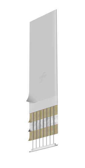 Bei der Wandheizplatte Soffio wird die vom Wärme­kollektor aufgenommene Wärme durch Phasenumwandlung über Heizregister auf die gesamte Plattenfläche übertragen. 