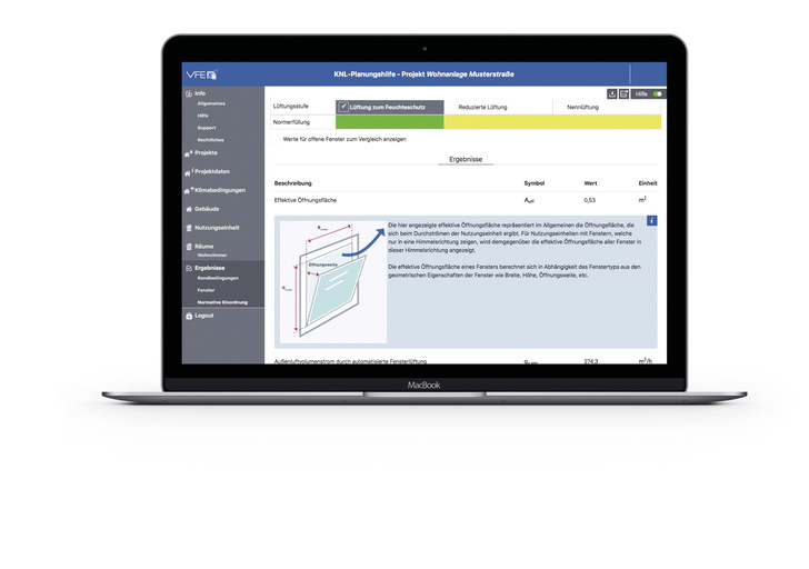 Mit der KNL-Planungshilfe lassen sich Lüftungskonzepte für die natürliche Belüftung planen. - © Bild: VFE
