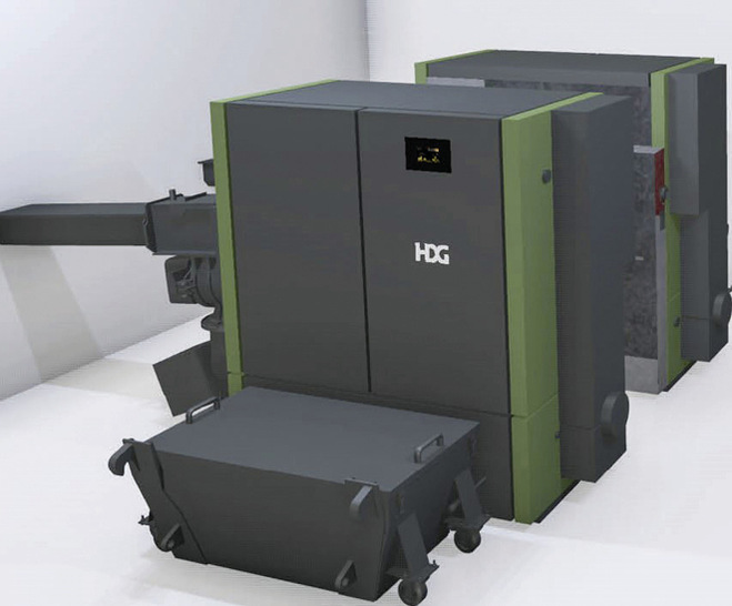 Geschickt angeordnet benötigt eine Holzkesselkaskade nicht mehr Platz als ein einzelnes Gerät gleicher Leistung.