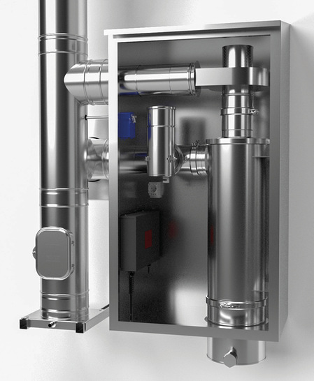 Die Clean Box reduziert Feinstaubemissionen und Kohlenmonoxid aus Einzelraumfeuerstätten.